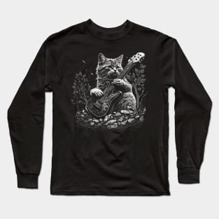 Cat Playing Guitar Long Sleeve T-Shirt